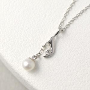 K18 真珠 ダイヤモンド クロス ネックレス 淡水 パール 18金 18k