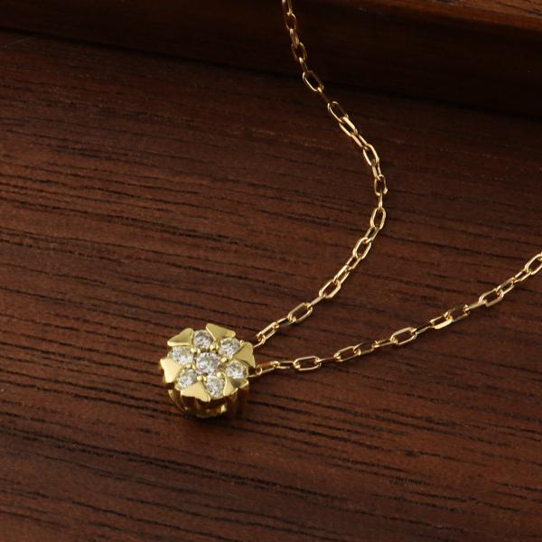 K18 ハート爪 ダイヤモンド サークル ネックレス 18金 18k ゴールド ハート 円形 丸 パ...