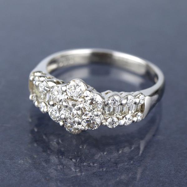 PT900 1.0ct ダイヤモンド フラワー プラチナリング 指輪 リング プラチナ 天然 ダイヤ...