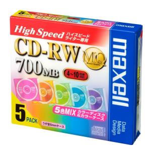 maxell ハイスピード対応CDRW・4-10倍速対応・容量700MB・5枚パック・プラケース入り CDRWH80MIX.S1P5S｜ginowan