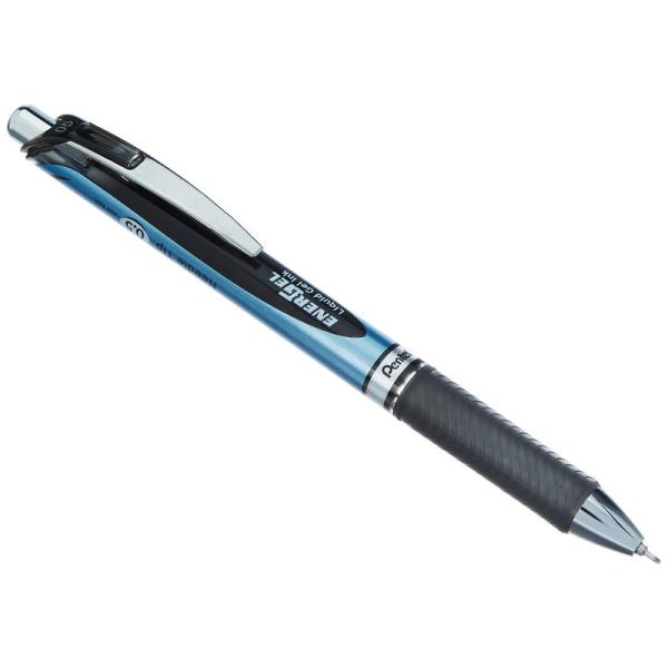 ぺんてる ゲルインキボールペン ノック式エナージェル 0.5mm ブルー軸 黒インキ BLN75-A
