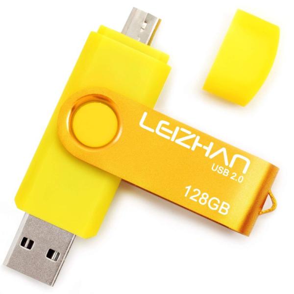 LEIZHAN USB メモリ・フラッシュドライブ 128GB 携帯電話 回転式 Android ペ...
