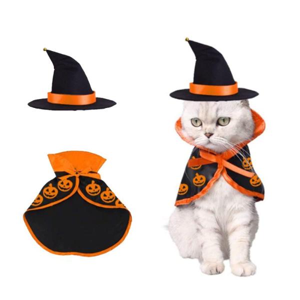 ハロウィン ペット服 コスチューム コスプレ 犬 猫用 ハロウィン 帽子 マント ペット 仮装 魔女...