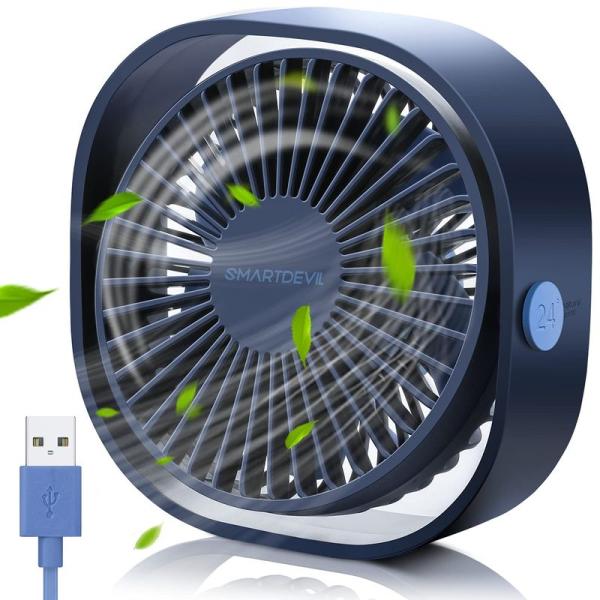 SmartDevil USB卓上扇風機 静音 小型扇風機 5枚羽根 パワフル送風 USB給電式 36...