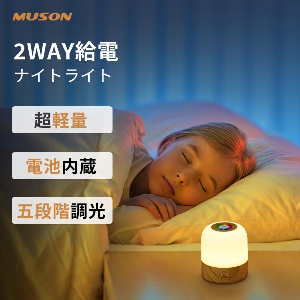 ナイトライト 充電式 五段階調光 7+2色変換 タイマー/メモリー機能 屋外 キャンプ 省エネ タッ...