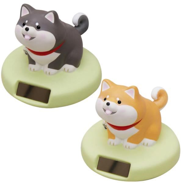 陶磁器 ソーラー柴犬しっぽフリフリ 　黒柴/置物/オブジェ/犬雑貨/犬グッズ/縁起もの/可愛い