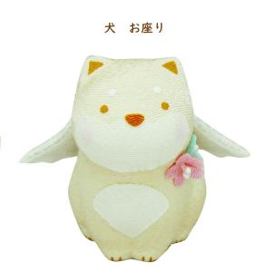 ちりめんオブジェ 一緒によりそう天使の子 犬 ...の詳細画像1