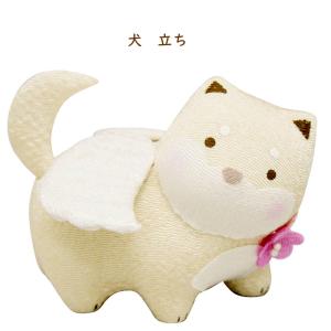 ちりめんオブジェ 一緒によりそう天使の子 犬 ...の詳細画像2