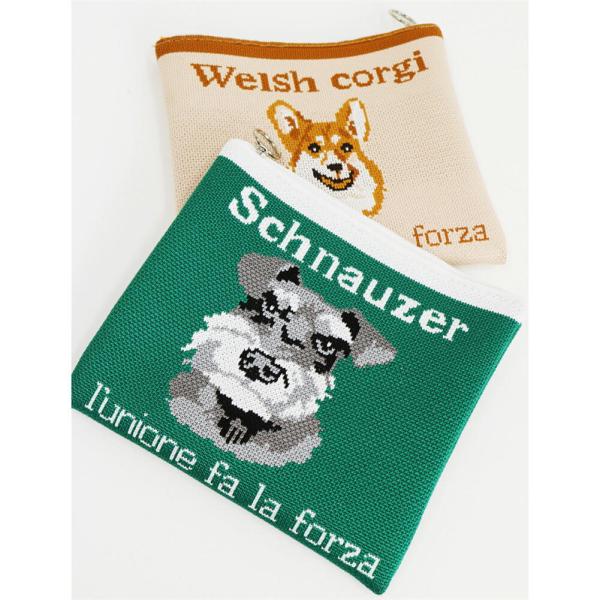 コペットポーチ　シュナウザー/コーギー　犬雑貨・犬グッズ・可愛い・ジャガードフラットポーチ