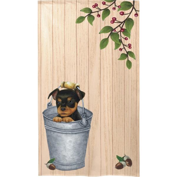 暖簾【のれん】　Miniature Pinscher in bucket　犬雑貨・犬グッズ・ミニチュ...