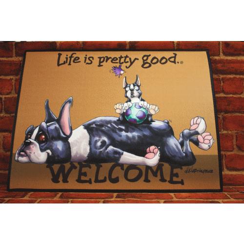 在庫限り　ウェルカムマット ボストンテリア 輸入雑貨　犬雑貨　犬グッズ