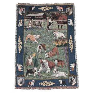 在庫限り　ゴブラン織り　タペストリー　ブルドッグ　輸入雑貨　 犬雑貨　犬グッズ