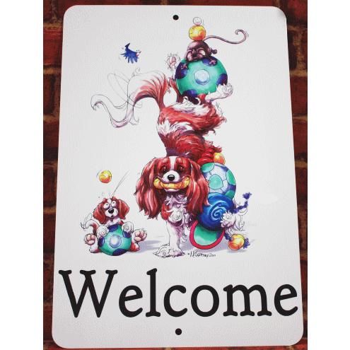 在庫限り　ウェルカムプレート　キャバリア　輸入雑貨　犬雑貨　犬グッズ ウェルカムボード