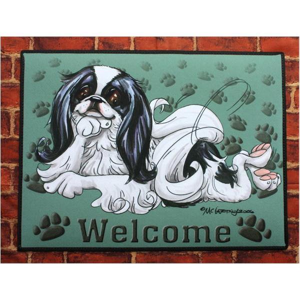 在庫限り　ウェルカムマット　狆　グリーンマット 輸入雑貨　犬雑貨　犬グッズ