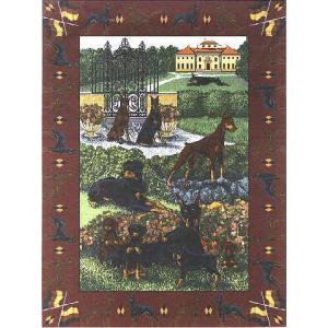 在庫限り　ゴブラン織り　タペストリー　ドーベルマン　輸入雑貨　 犬雑貨　犬グッズ