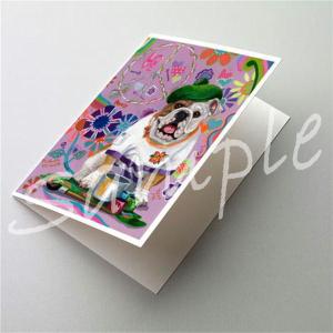 在庫限り　グリーティングカード　イングリッシュ・ブルドッグ Flower Power　輸入雑貨　犬雑貨　犬グッズ