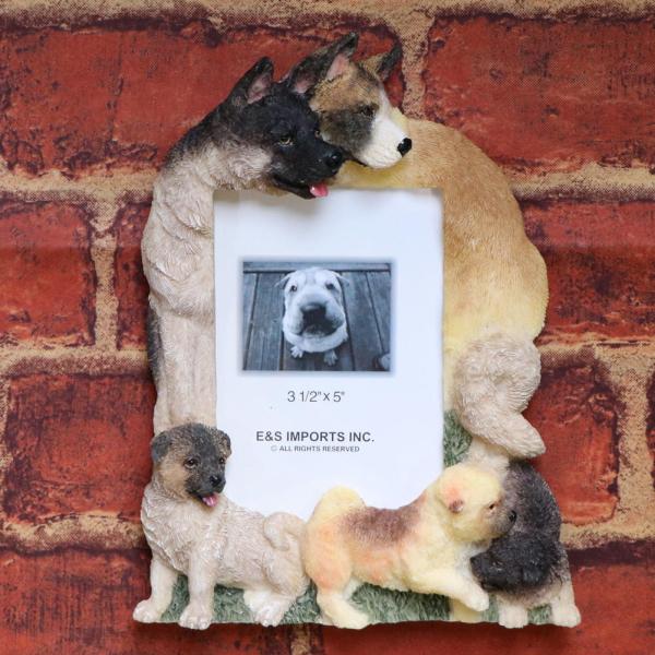 アウトレット　フィギュアフォトフレーム・ファミリー　秋田犬　輸入雑貨　犬雑貨　犬グッズ