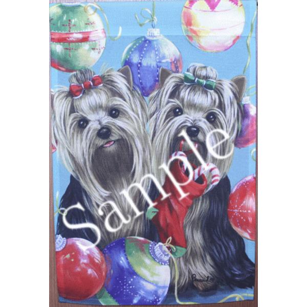 在庫限り　ラージサイズハウスフラッグ　ヨークシャー・テリア/ヨーキーGlitter　輸入雑貨　犬雑貨...