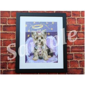 在庫限り　Frame Art　ヨークシャー・テリア/ヨーキー　Yorkshire Terrier Purple Angel　輸入雑貨　犬雑貨　犬グッズ