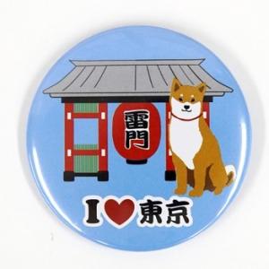缶バッジ　かみなりもんしばた　犬雑貨・犬グッズ・柴犬