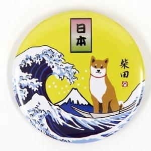 缶バッジ　おおなみしばた　犬雑貨・犬グッズ・柴犬