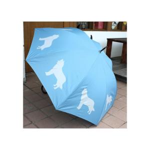 在庫限り　婦人傘長傘　ウォーキング・スティック・アンブレラ  シベリアン・ハスキー 　Silver ...