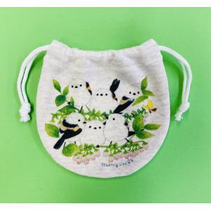 ミニ巾着 ブルーベリーの花とシマエナガ 鳥雑貨・...の商品画像