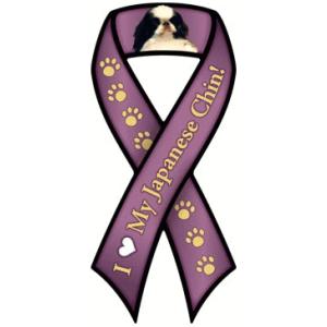 在庫限り　ドッグブリード　リボン　カーマグネット　狆　パープル　輸入雑貨　犬雑貨　犬グッズ