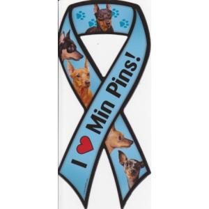 在庫限り　ドッグブリード　リボン　カーマグネット　ミニチュア・ピンシャー　ブルー　輸入雑貨　犬雑貨　...