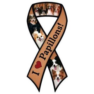 在庫限り　ドッグブリード　リボン　カーマグネット　パピヨン　ブラウン　輸入雑貨　犬雑貨　犬グッズ