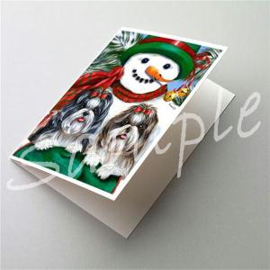 在庫限り　クリスマスカード　シーズー Christmas Snowman　輸入雑貨　犬雑貨　犬グッズ
