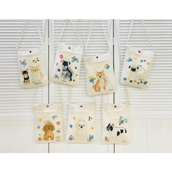 ミニサコッシュ　わんちゃんシリーズ　犬雑貨・犬グッズ・プードル・チワワ・シーズー・シュナウザー・柴犬...