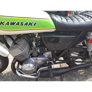 送料無料 初期型 KA H1 500SS マッハ サイドカバー エンブレム 黒