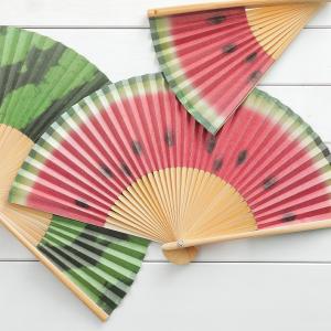 扇子 スイカ柄 紙扇子 西川庄六商店 ユニーク...の詳細画像1