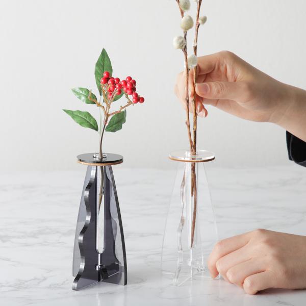 一輪挿し NEW ICHIRIN VASE モノトーン かわいい インテリア 組み立て式  花器 お...