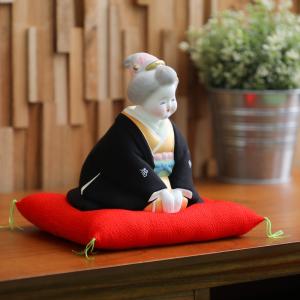 骨董品 お多福陶人形座布団付 陶人形 「福呼ぶお多福さん」 PARTー2 座布団付 置物 その他
