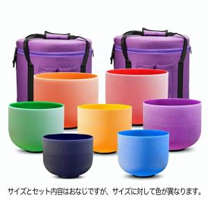 クリスタルシンギングボウルチャクラセット - レインボーカラー