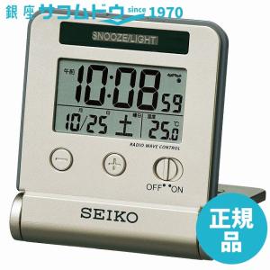 SEIKO CLOCK セイコー クロック 時計 夜間点灯電波デジタルトラベラ 薄金 SQ772G