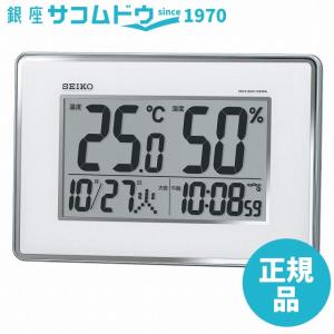 SEIKO CLOCK セイコー クロック 時計 温度表示 湿度表示 デジタル電波掛置兼用時計(銀色メタリック塗装) SQ437S