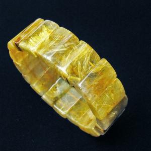 ブレスレット ゴールドルチルクォーツ スクエアカット 14×6×6mm 一点物