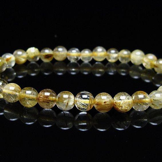 ゴールドタイチンルチル ブレスレット  6mm  t116-12804