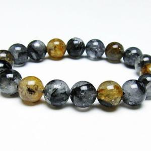 ブラックエレスチャルクォーツ 骸骨水晶 ブレスレット 10mm t124-5350