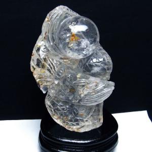 1.9Kg ヒマラヤ水晶ルチルクォーツ（金針ルチル水晶） 手彫り 龍 t42