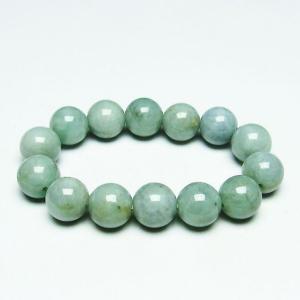 S014　日本・糸魚川産翡翠ブレスレット 14cmサイズ・艶良し】（高品質淡緑色ヒスイ）糸魚川天然翡翠俵型