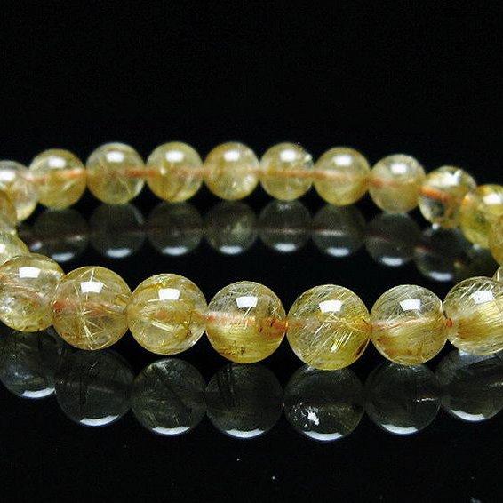 ゴールドタイチンルチル ブレスレット  8mm  t6-5802