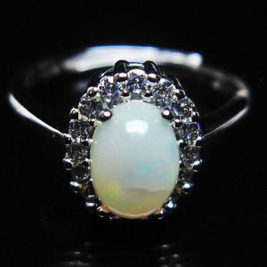 天然 オパール プラチナコーティング シルバーリング 7〜13号
