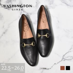 銀座ワシントン レディース ローヒール フラット シューズ パンプス ストラップ 歩きやすい 甲深 柔らかい