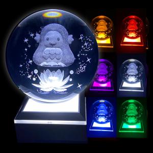 クリスタルボールランプ 70mm 水晶玉 LED ムーンライト ガラス 置物 月