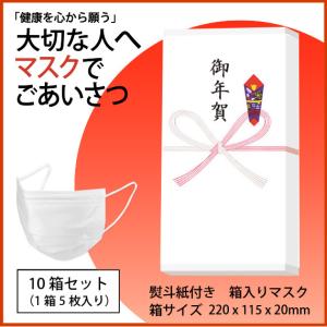 熨斗付き 箱入りマスク 10箱セット（1箱5枚入り） 御年賀