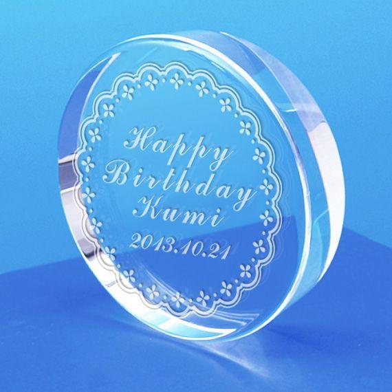卒業記念 卒団記念 ペーパーウェイト クリスタル 70mm サークル 画像刻印 メッセージ刻印 創立...